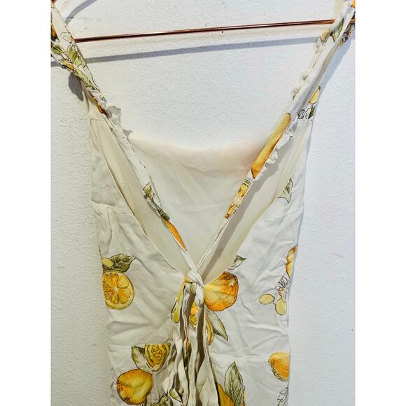FOR LOVE AND LEMONS Yellow White Lemonade Crossback Tie Back Romper size Large - Picture 8 of 11